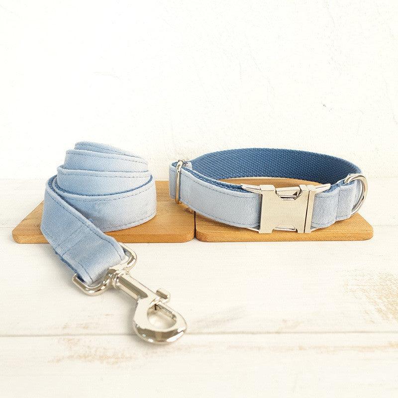 Luxury Sky Blue Velvet Pet Collar-0