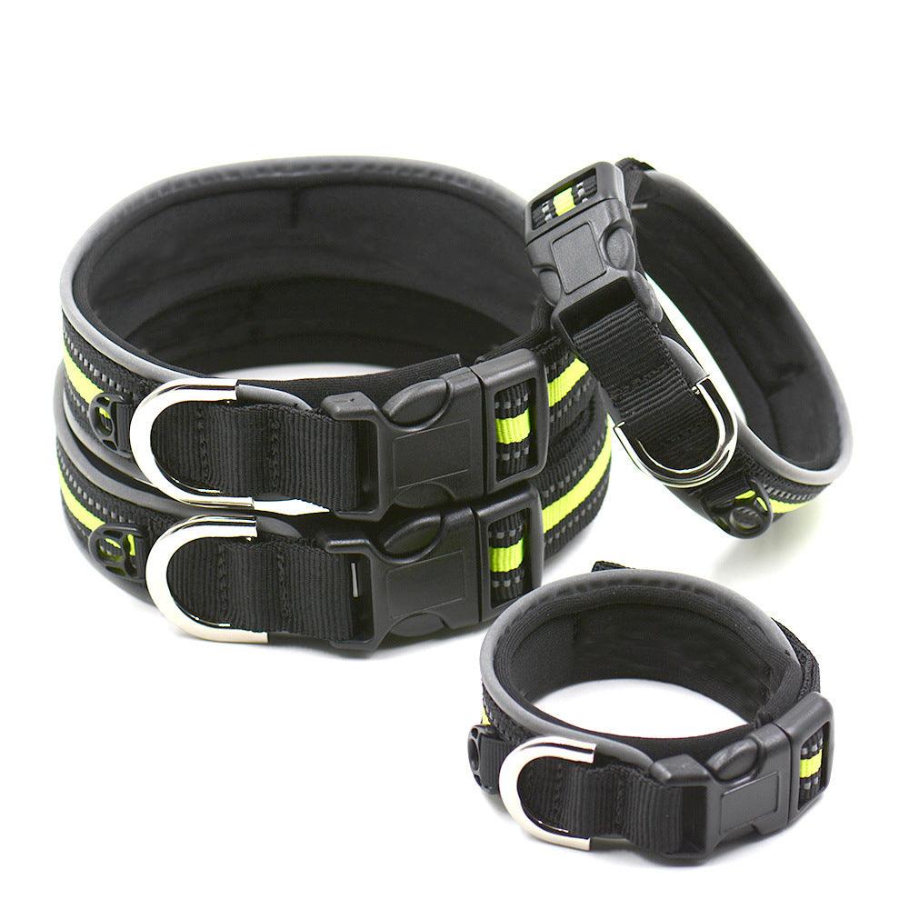 Reflective Grid Pattern Neoprene Pet Collars - Stylish Safety Accessories For Dogs And Cats-0