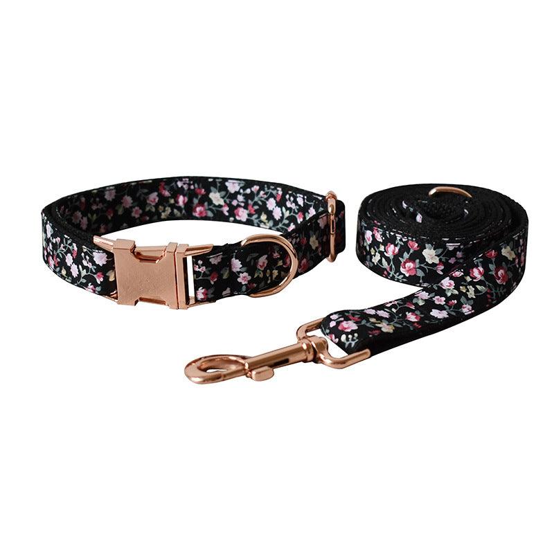 Stylish Floral Pet Leash And Collar Set-0