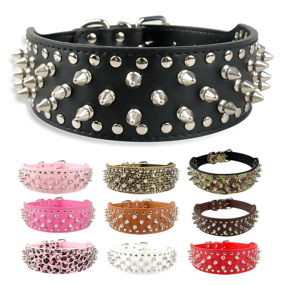 Rugged Rivet-Embellished Collar For Large Dogs-0
