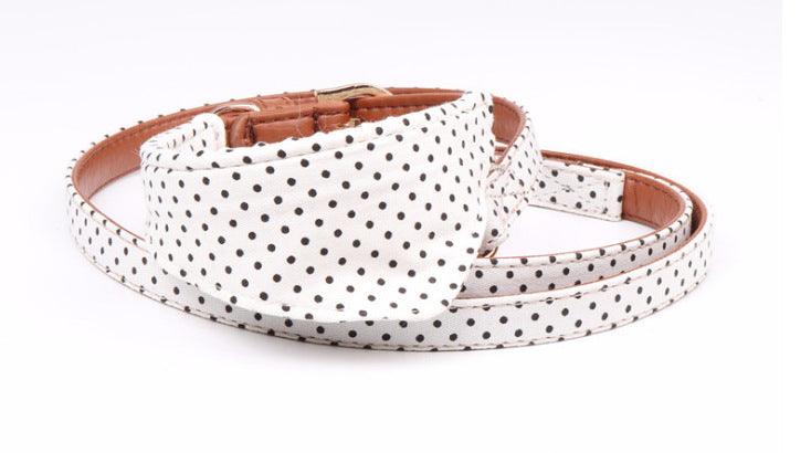 Polka Dot Pet Fashion Set: Triangle Scarf Collar, Bowknot Collar, And Leash-9