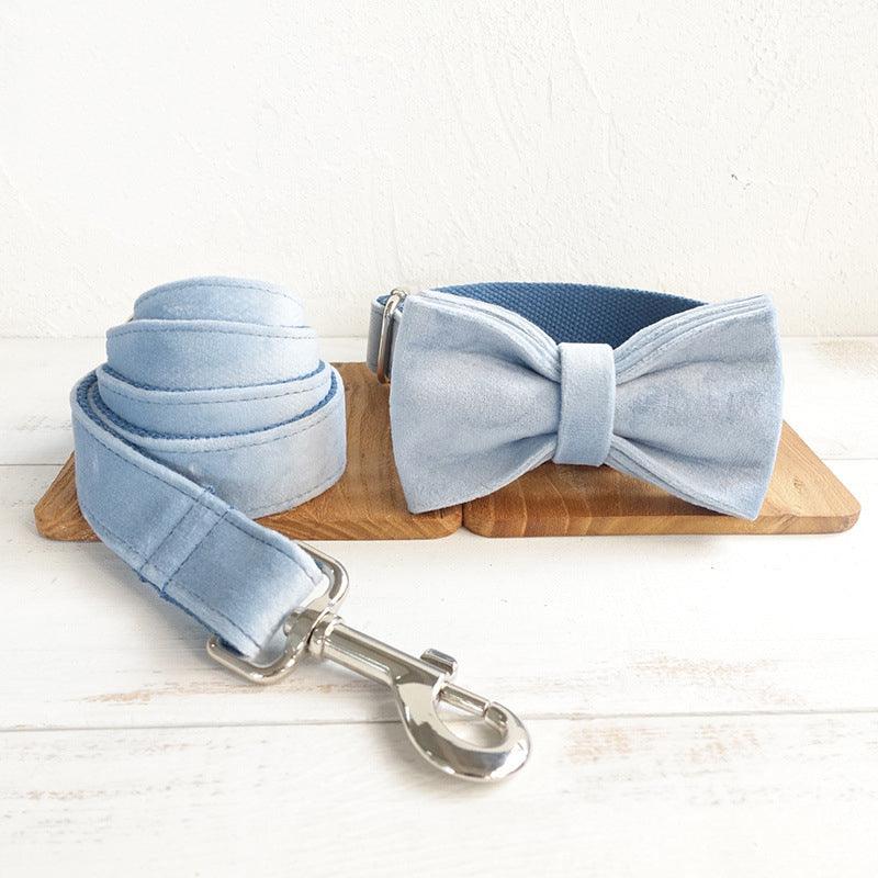 Luxury Sky Blue Velvet Pet Collar-5