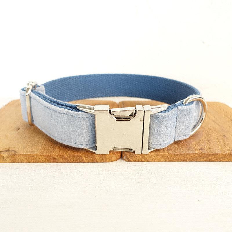 Luxury Sky Blue Velvet Pet Collar-1