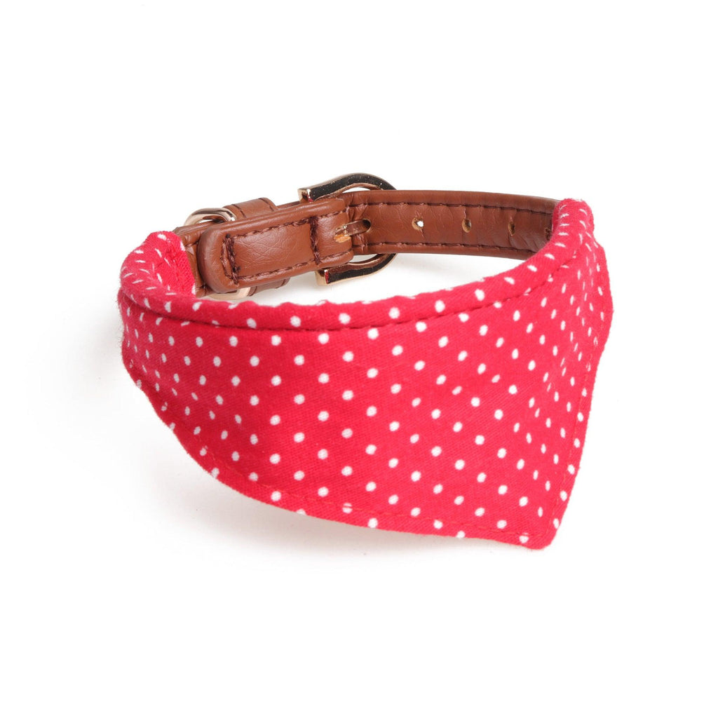 Polka Dot Pet Fashion Set: Triangle Scarf Collar, Bowknot Collar, And Leash-0