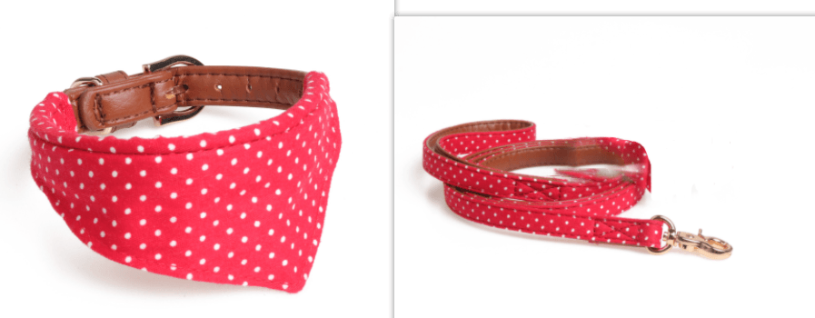 Polka Dot Pet Fashion Set: Triangle Scarf Collar, Bowknot Collar, And Leash-2