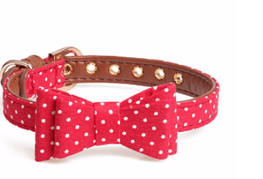 Polka Dot Pet Fashion Set: Triangle Scarf Collar, Bowknot Collar, And Leash-3